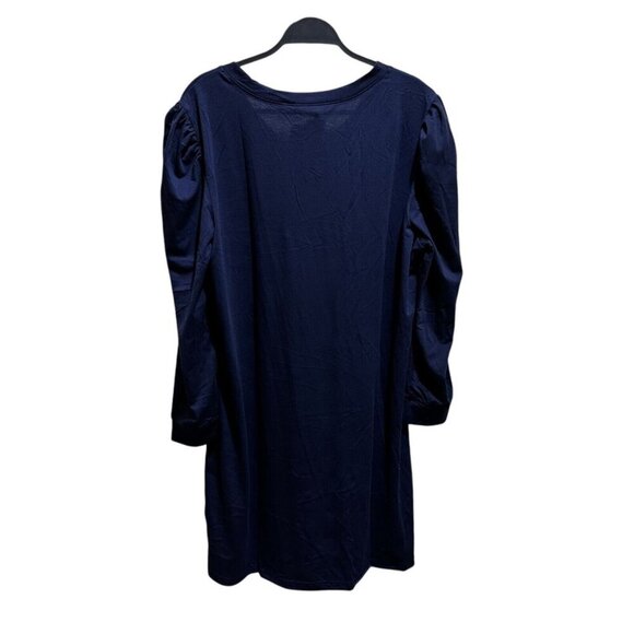Lularoe AVA Womens Size 2XL Navy Blue V-neck Mutton Long Sleeve Dress NWT - Picture 5 of 10